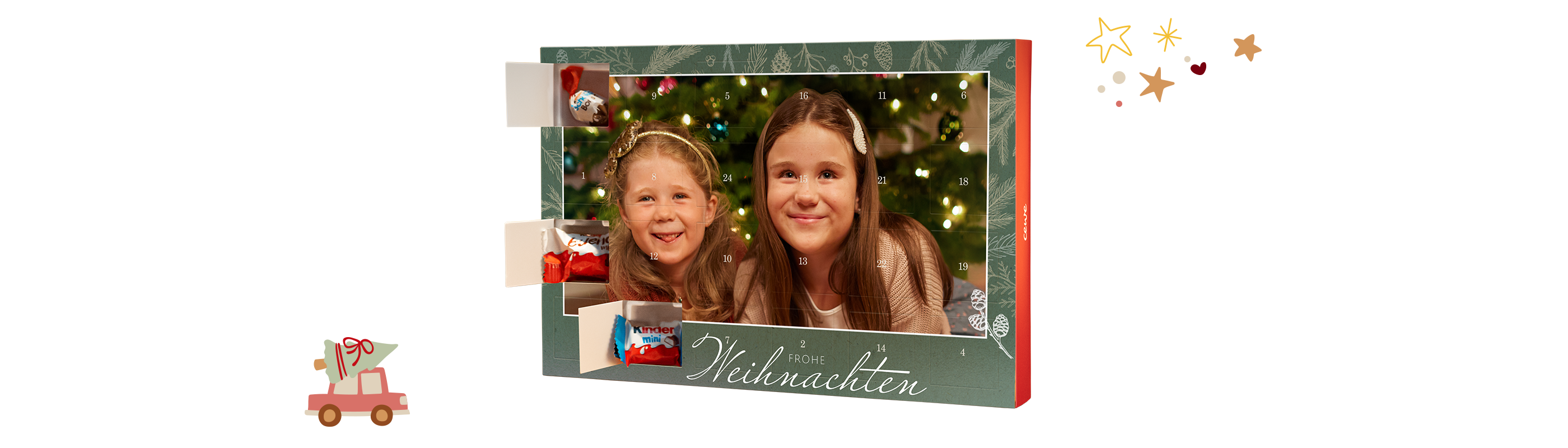 Zwei Personengruppen zusammen mit Weihnachtsbaum und dekorativen Geschenken