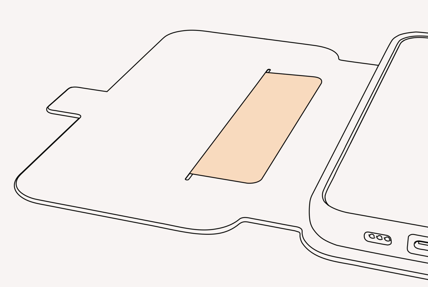 Illustration des Kartenfachs in der Innenseite des Smartflip-Case